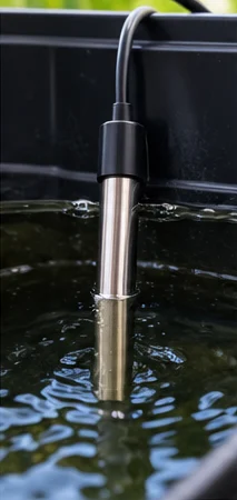 Sonde de température étanche en inox plongée dans la solution