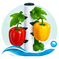 Poivron · piment cultivé en tour hydroponique