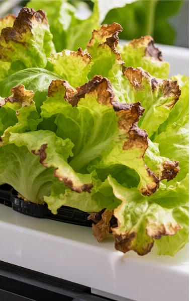Salade aux bords des feuilles bruns et secs
