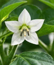 Fleur blanche de piment en gros plan