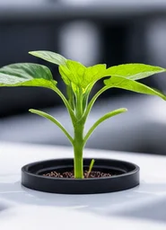 Jeune plant de piment dans un panier hydroponique