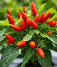 Petits piments rouges à fruits dressés