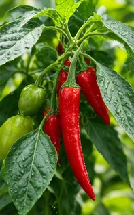 Plant de piments rouges et verts