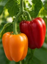 Poivrons orange et rouges à maturité