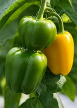 Poivrons qui virent du vert au jaune