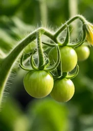 Jeunes tomates vertes juste nouées