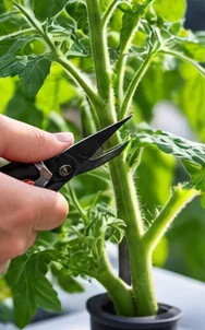 Taille d’un gourmand de tomate au sécateur